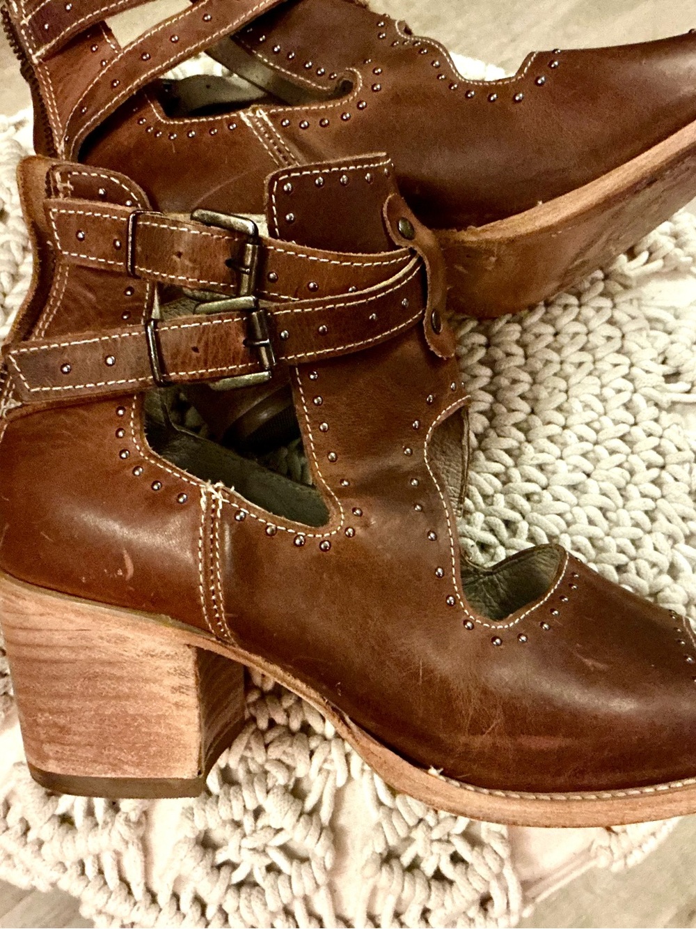 Freebird by Steven Cosmic Studded Leather Sandals Size 8 Brown | Made in Mexico - Picture 12 of 15
